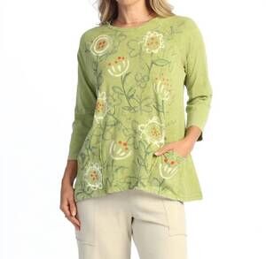 NEW JESS & JANE mineral washed patch pocket tunic top in paloma